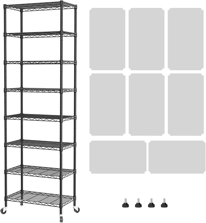 Contemporary SINGAYE 8 Tier Shelf Organizer Storage Metal Shelves Garage Wire Shelving Unit Pantry Rack Adjustable Standing Storage for Kitchen Closet Laundry Bathroom Pantry 12 D x 22 W x 74 H BlackAbout ThisOverview Reliable