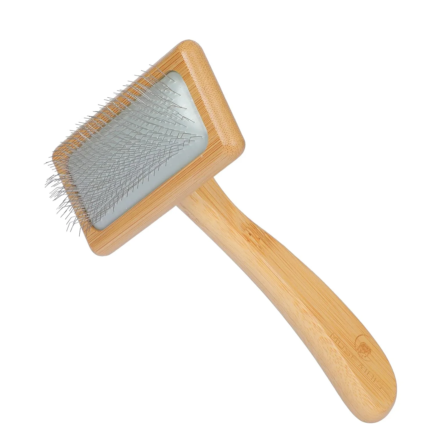 Unique Muse Iris Dog Cat brush Pet Slicker Brush with Bamboo Handle for Large Medium Short Hair Elegant Grooming Comb for Removing Shedding Tangles and Dirt Durable