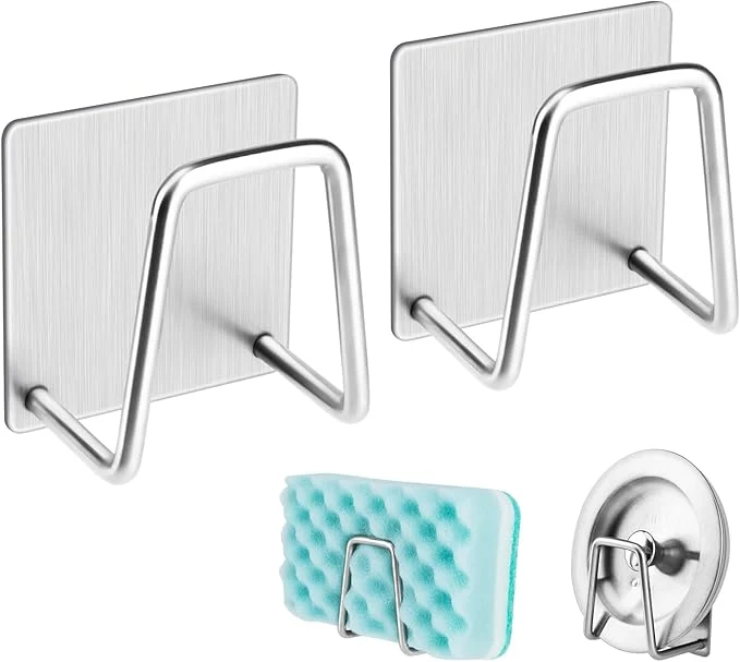 High-Grade Adhesive Sponge Holder Sink Caddy for Kitchen Accessories - SUS304 Stainless Steel Rust Proof Waterproof Quick Drying 2 Pack About ThisOverview Eco-Friendly