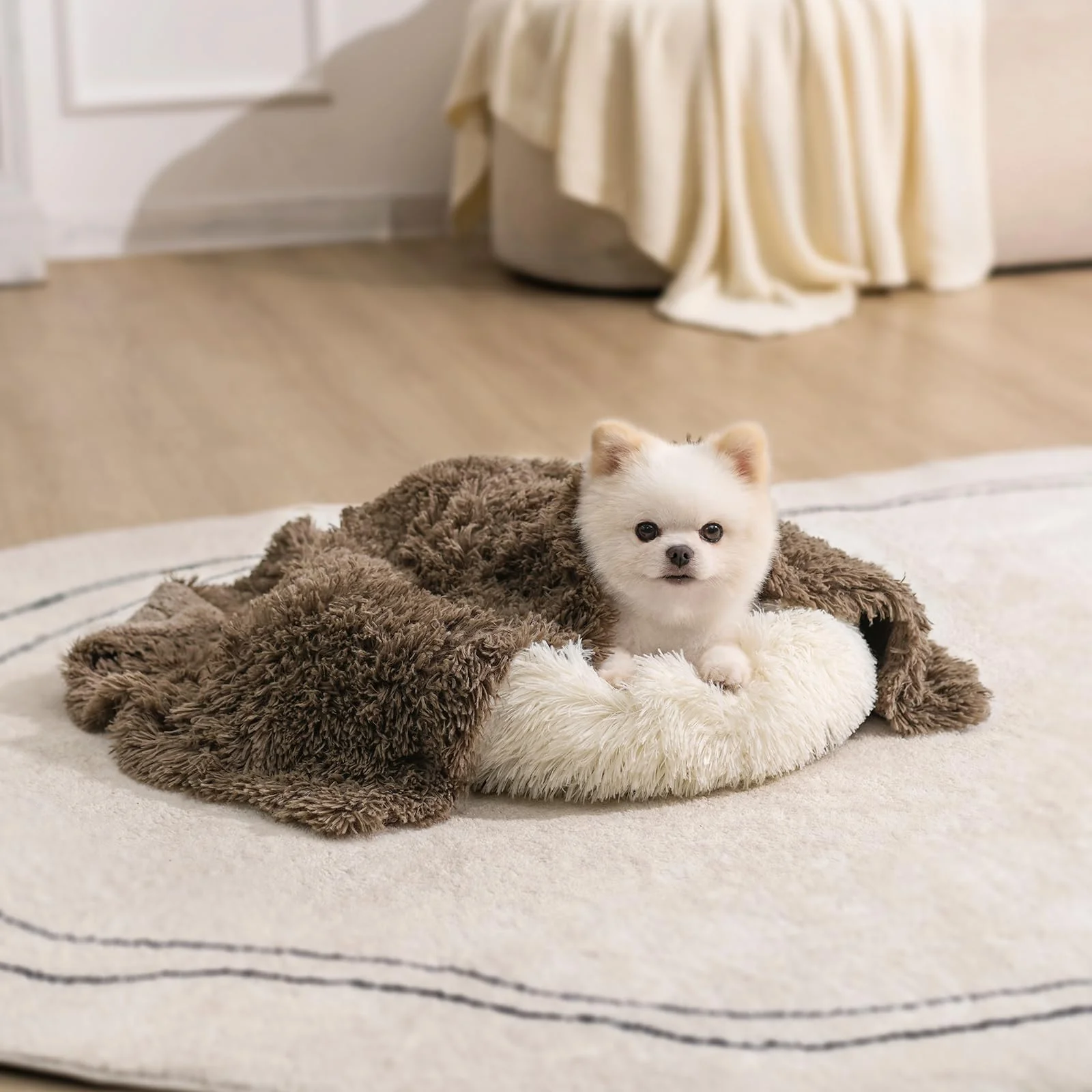 Traditional gogobunny Waterproof Dog Blanket for Large Dogs - Reversible Faux Fur Throw 25x35 in Stone Next-Generation