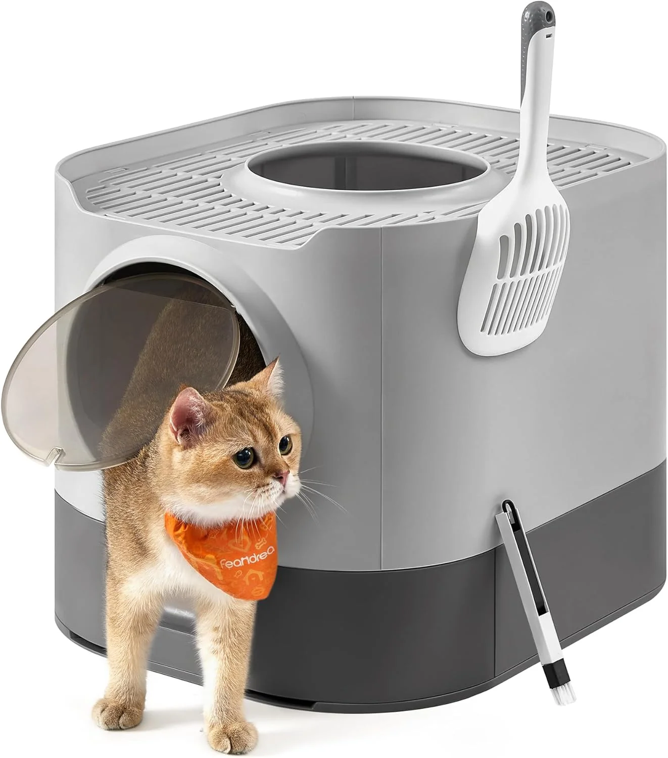 Enhanced XL Enclosed Cat Litter Box with Slide-Out Tray — Anti-Tracking 3-Way Door Practical