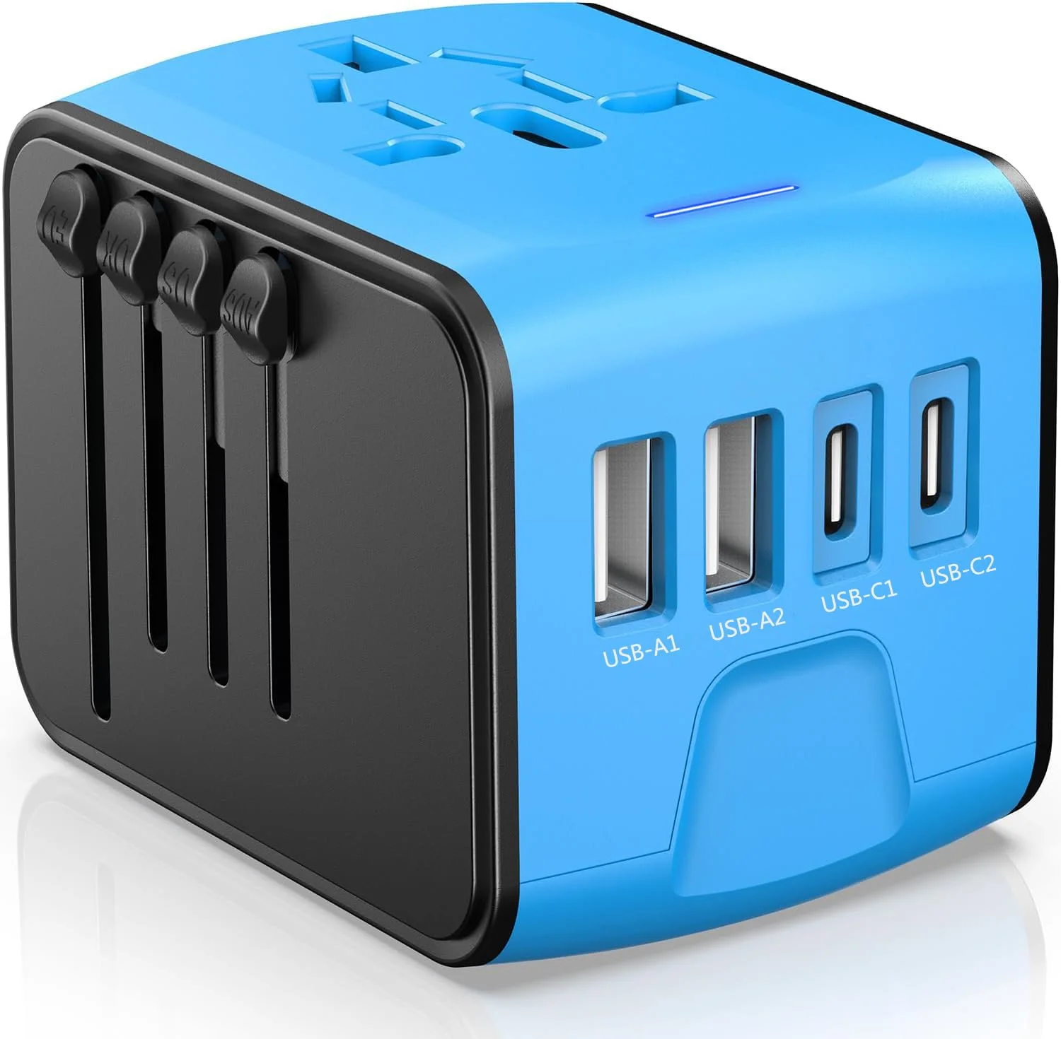 Optimized Universal Travel Adapter — 5-in-1 with 2 USB-C 2 USB-A Ports 2500W AC Outlet EU US UK AU Plugs 200 Countries Dependable