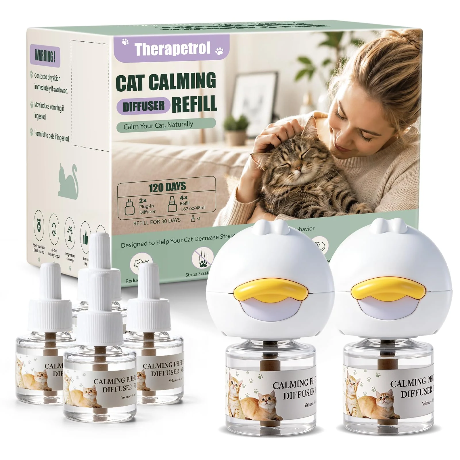 Specialty Cat Pheromone Calming Diffuser Kit — 2 Diffusers 4 Refills Selected