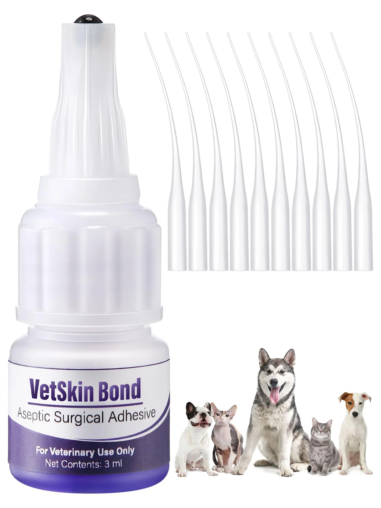 Solid Ceoighe Veterinary Surgical Skin Glue 1 Pack 3ml with 10 Precision Applicators Waterproof Pet Wound Sealant Genuine