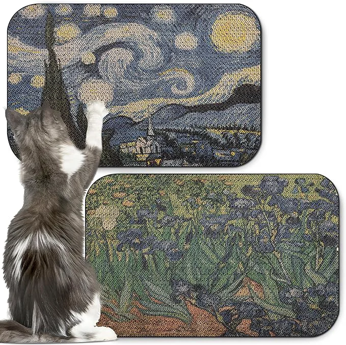 Reliable 2 Pack Art Cat Scratcher Wall-Mountable Cat Scratch Pad Cat Wall Scratcher Specialty