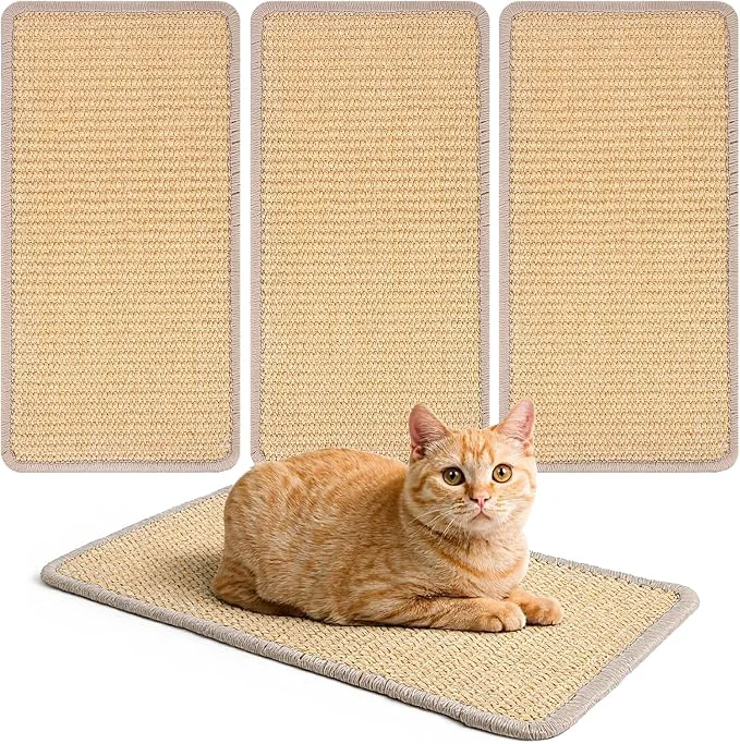 Smart 4 PCS Carpet Cat Scratching Mat Sisal 15.7 x 7.8 inch Natural Sisal Cat Durable