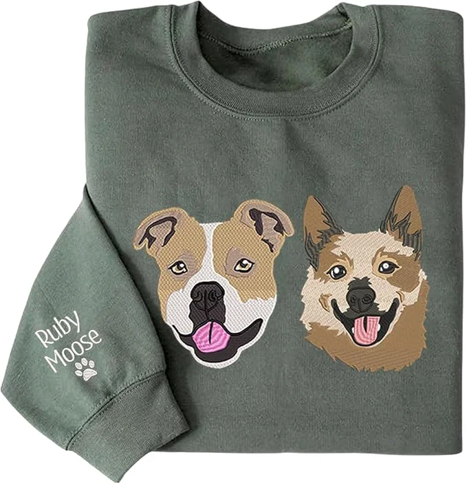 Reliable Custom Pet Embroidered Sweatshirt Custom Dog Face Embroidered Sweatshirt Casual