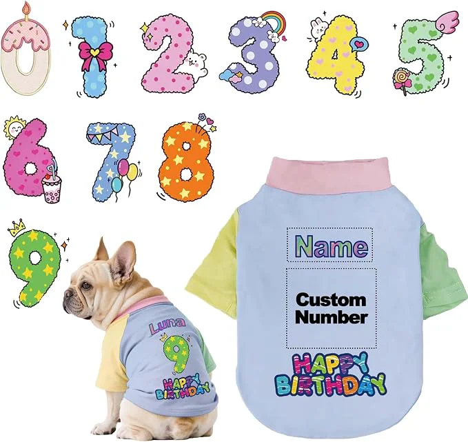 Long-Lasting Custom Dog Birthday Shirt Personalized Pet Apparel Print Traditional