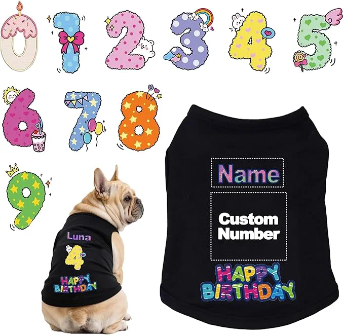Sophisticated Custom Dog Birthday Shirt Personalized Pet Apparel Print Comfortable