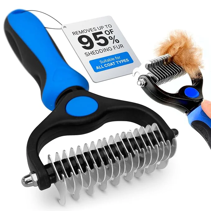 Minimalist Dog Rake Brush for Shedding – Undercoat Deshedding Tool for Long Thick Hair Artisan