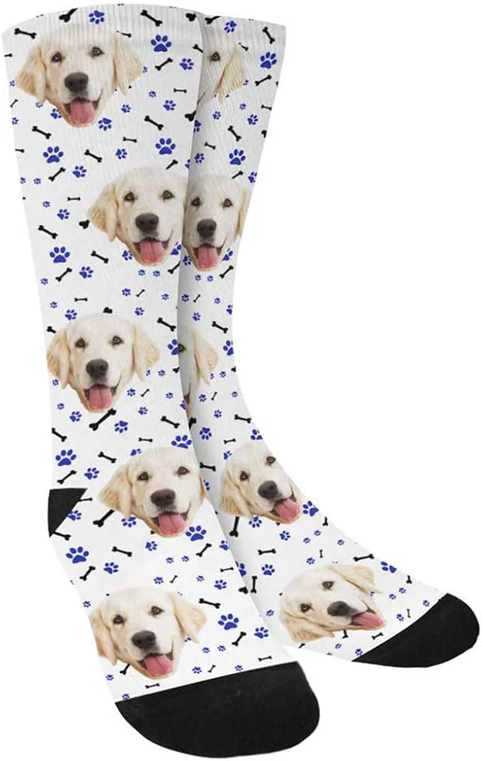 Clean MyPupSocks Custom Personalized Photo Pet Face Socks Cat and Dog Tracks Paws Long-Lasting