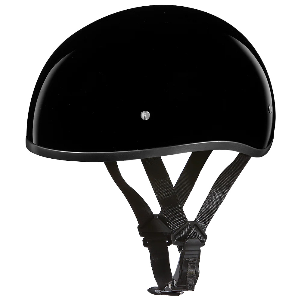 Safe Daytona - DOT Daytona Skull Cap Half Shell Motorcycle Helmet - Beanie Style for Motorcycles Cruisers Scooters and Mopeds W O Visor- Hi-Gloss Black User-Friendly