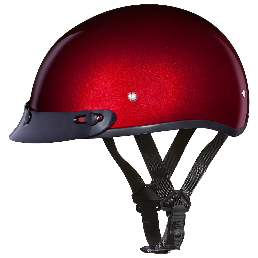Artisan DOT Daytona Skull Cap Half Shell Motorcycle Helmet - Beanie Style for Motorcycles Cruisers Scooters and Mopeds - Black Cherry Efficient