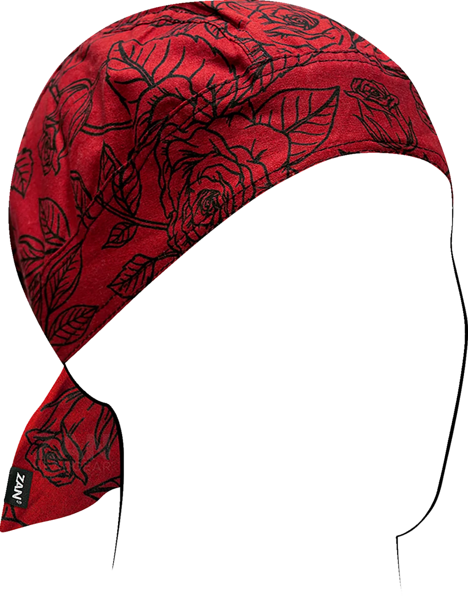 Stylish ZAN HEADGEAR Flydanna Head Wrap - Black and Red Roses Z311 Elegant