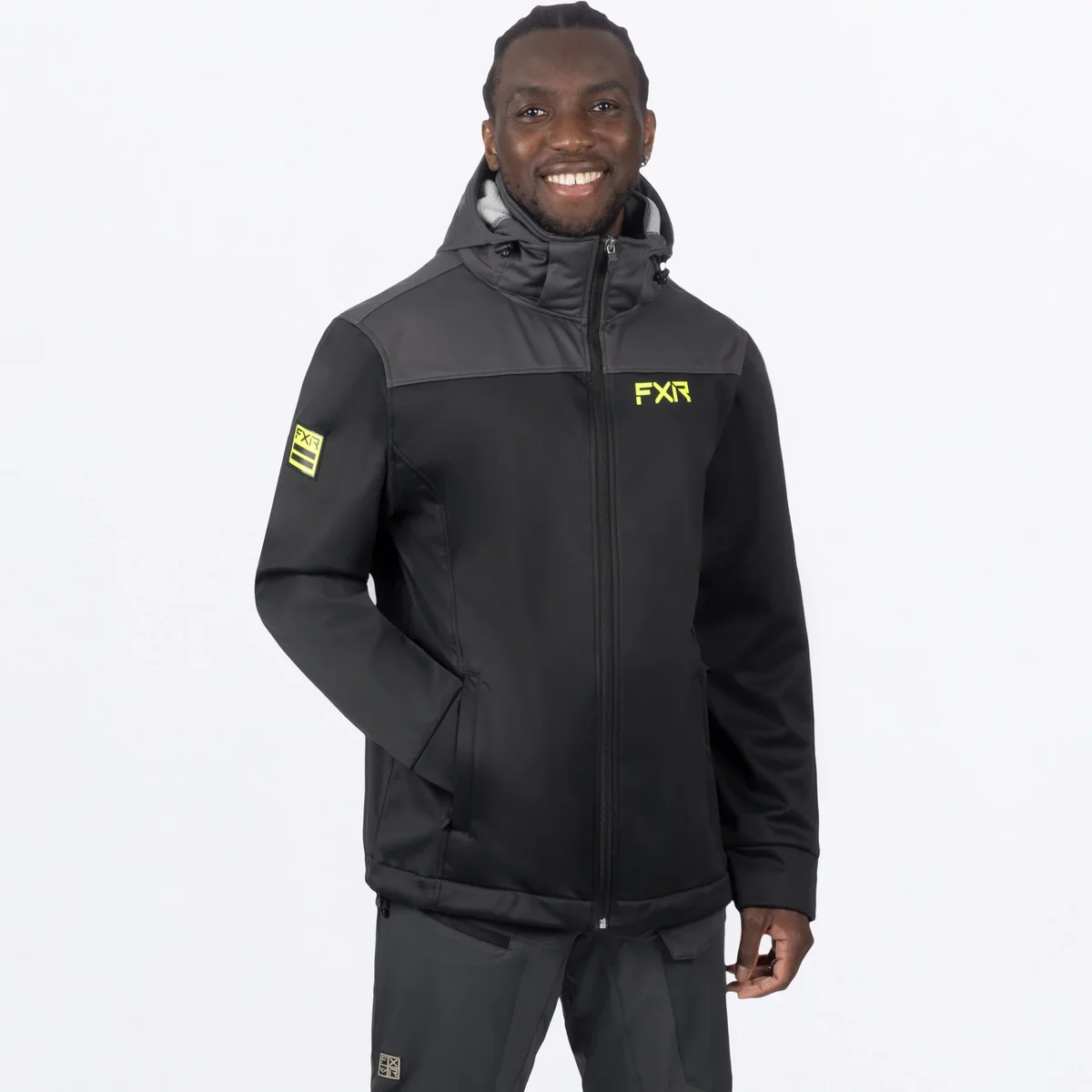 Traditional FXR M Renegade Softshell Jacket Black Hi Vis Environmentally Friendly