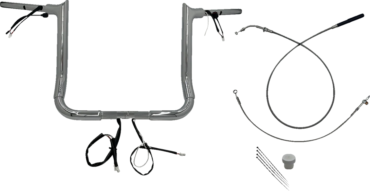 Practical FAT BAGGERS INC. 1-1 2 EZ Install Pointed Top Handlebar - 14 - Chrome 849014 Elite