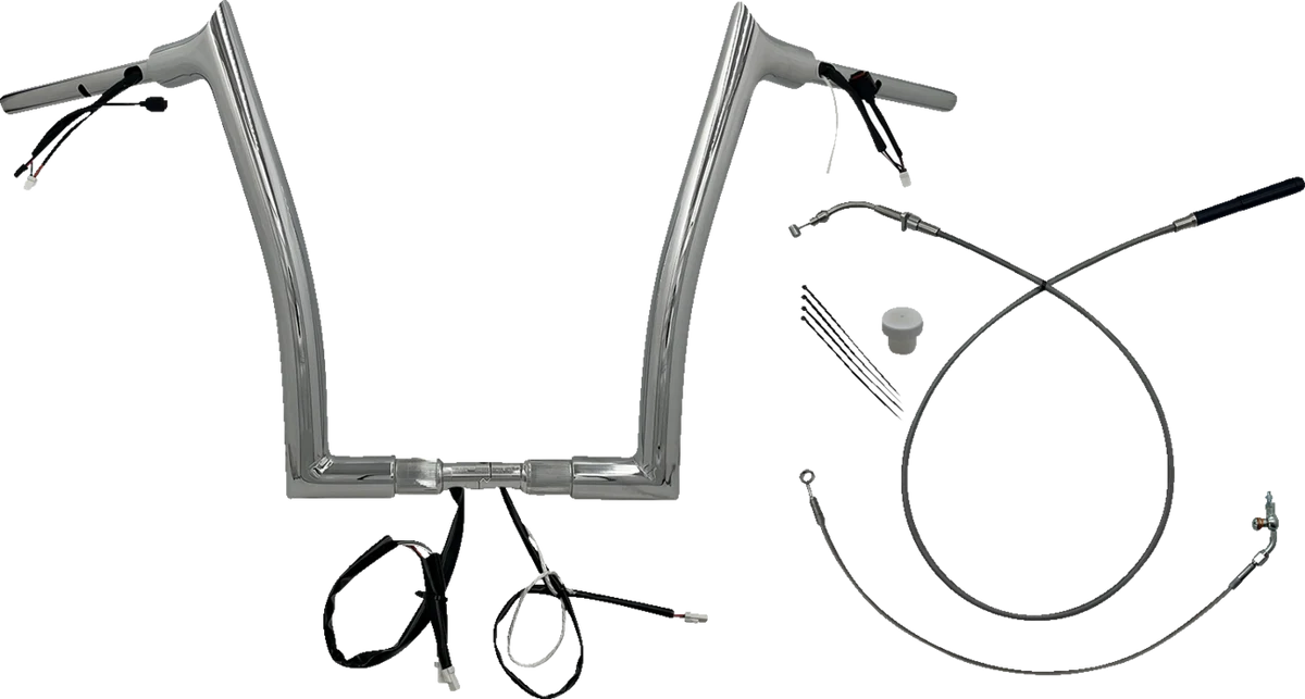 Clean FAT BAGGERS INC. 1-1 2 EZ Install Pointed Top Handlebar - 14 - Chrome 849914 High-End