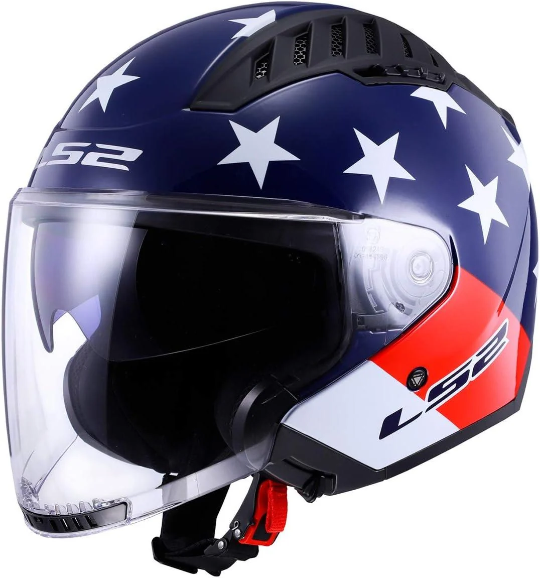 Secure LS2 Copter Open Face Helmet – American Gloss Red White Blue Next-Generation