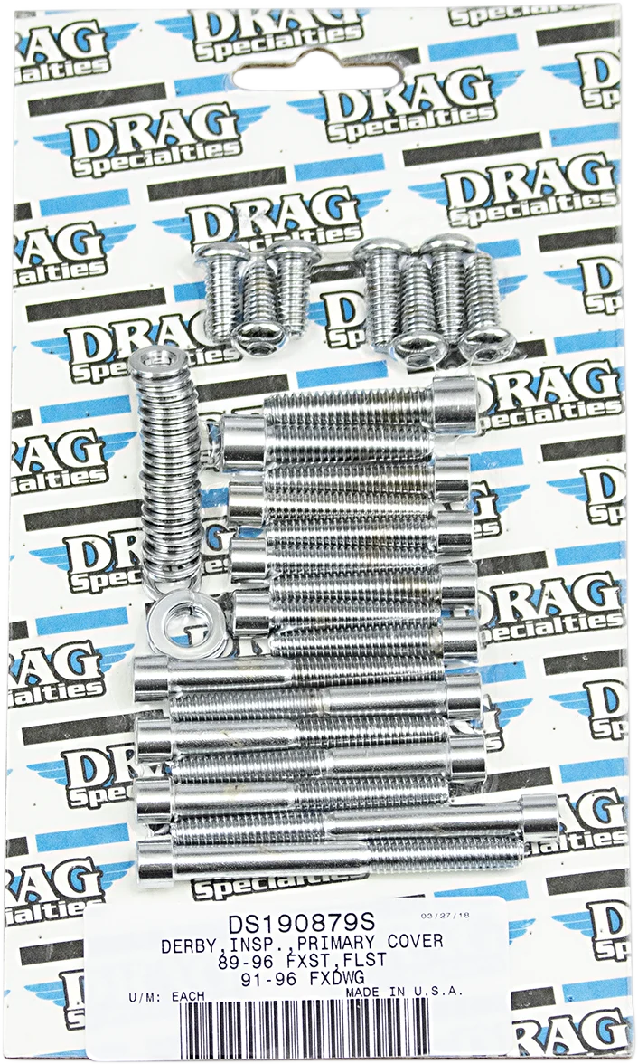 Powerful DRAG SPECIALTIES Bolt Set - Inner Outer Primary Inspection Derby Cover - Smooth - Softail Dyna MK266S Organic