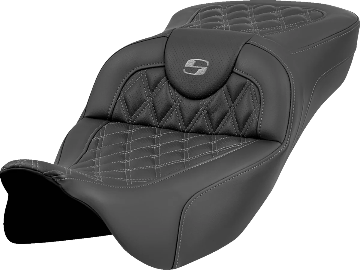 Comfortable SADDLEMEN Roadsofa Extended Reach Seat - Lattice Stitch - Gray Stitch - without Backrest - FL '08-'23 808-07B-18402 Safe