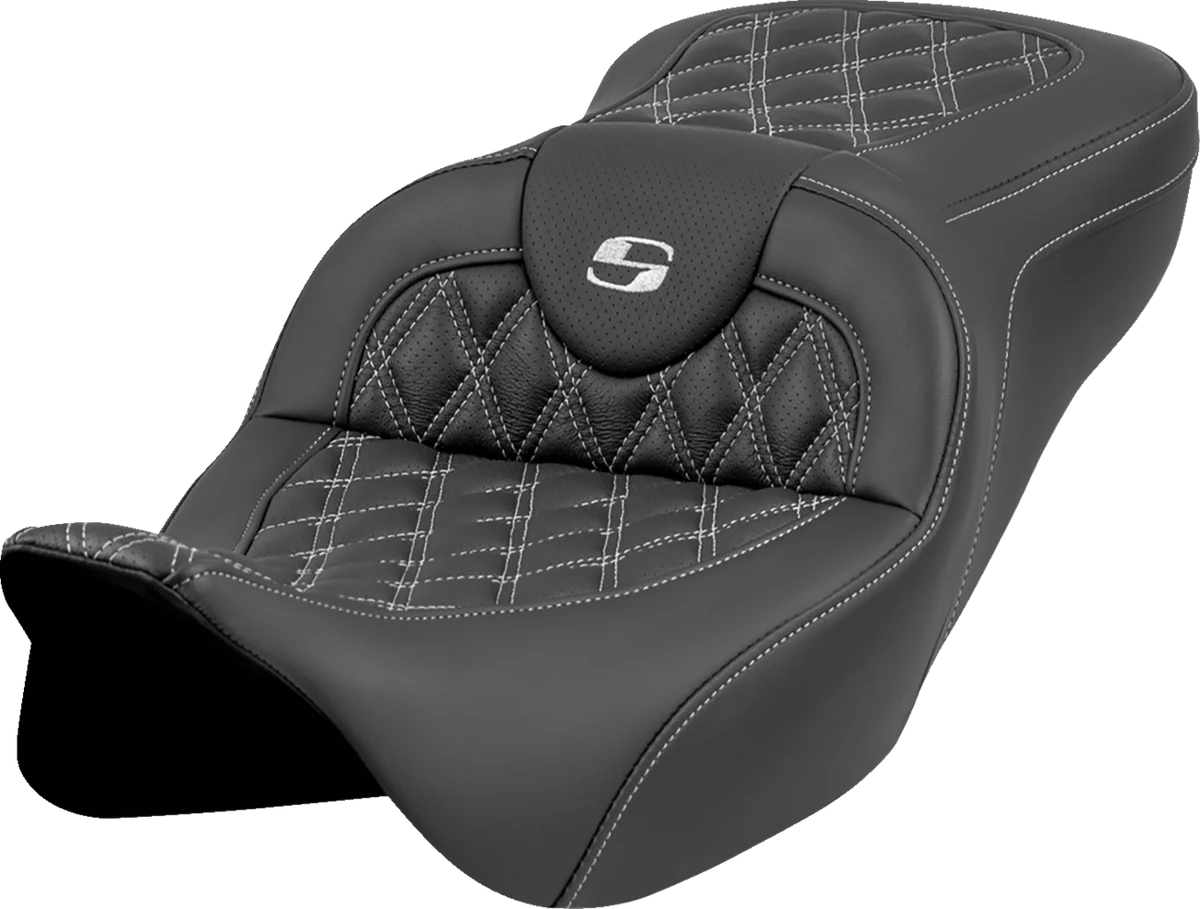 First-Class SADDLEMEN Roadsofa Seat - Lattice Stitch - Silver Stitch - w o Backrest - FL '08-'23 808-07B-18205 Fine Crafted