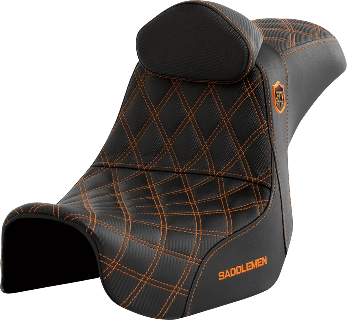 Verified SADDLEMEN Pro Series SDC Performance Seat - w Backrest - Orange Stitch - Dyna '06-'17 SC80604ORART Solid