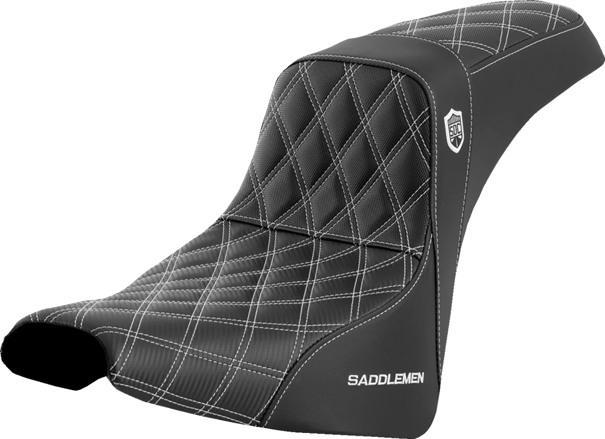 Organic SADDLEMEN Pro Series SDC Performance Seat - w o Backrest - White Stitch - FXBB FXST '18-'23 SC81830WHI High-Grade