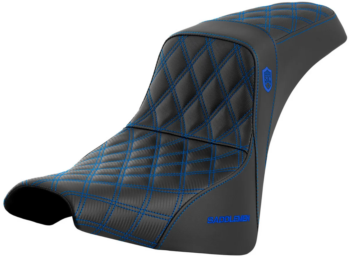 Original SADDLEMEN Pro Series SDC Performance Seat - w o Backrest - Blue Stitch - FXBB FXST '18-'23 SC81830BLU User-Friendly