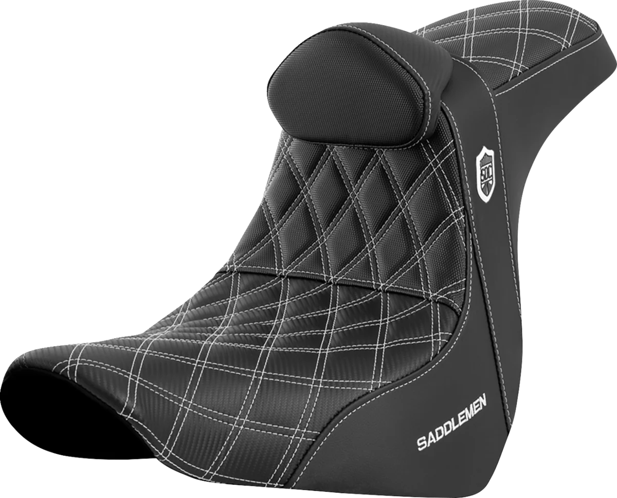 User-Friendly SADDLEMEN Pro Series SDC Performance Seat - w Backrest - White Stitch - FL FX '18-'23 SC81829WHIRT Refined