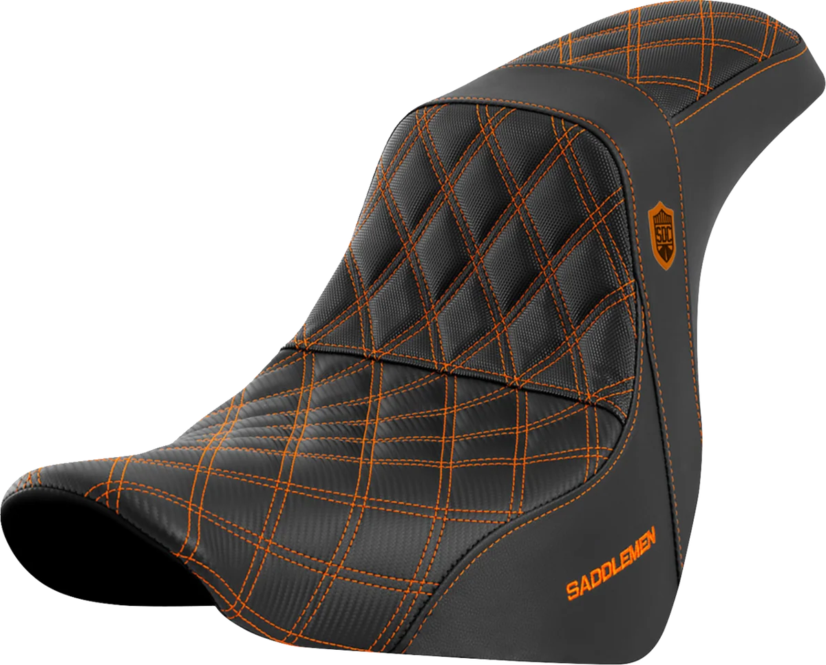 Next-Generation SADDLEMEN Pro Series SDC Performance Seat - w o Backrest - Orange Stitch - FL FX '18-'20 SC81829ORA Easy-to-Use