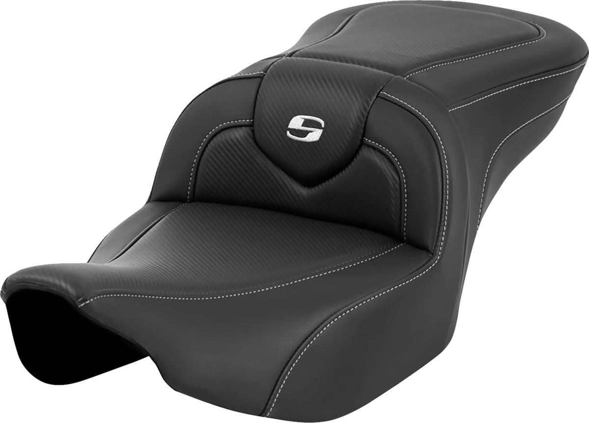 Specialty SADDLEMEN Roadsofa Seat - Carbon Fiber - Silver Stitch Silver Logo - without Backrest - FL '23-'24 823-07-185 Original