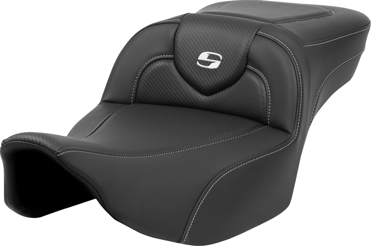 Comfortable SADDLEMEN Roadsofa Extended Reach Seat - Carbon Fiber - Silver Stitch Silver Logo - no Backrest - FL '23-'24 823-07-186 Fine Crafted