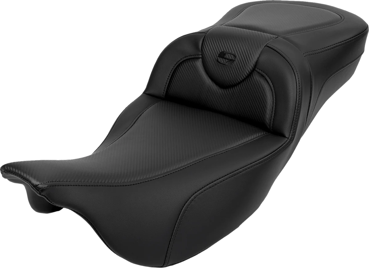 Quality SADDLEMEN Roadsofa Extended Reach Seat - Carbon Fiber - Black Stitch - Backrest - FL '08-'23 808-07B-186B0 Crafted