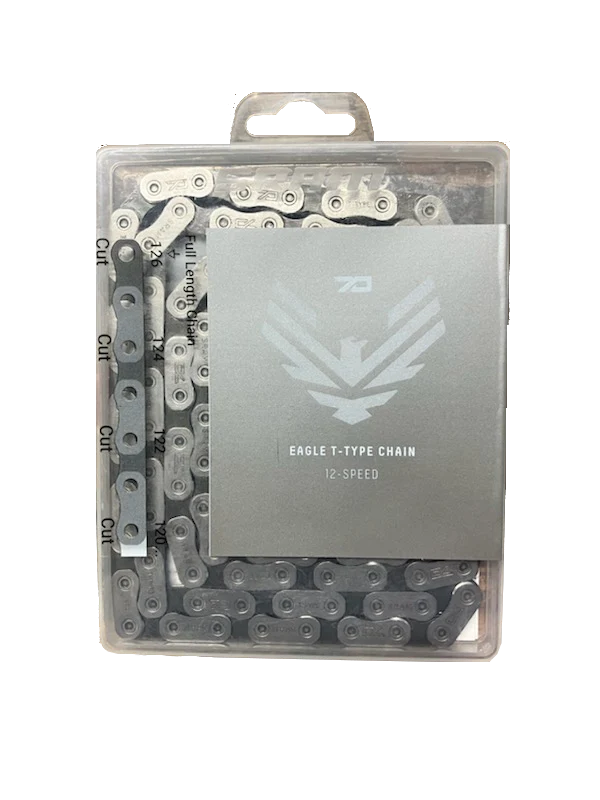Prestigious SRAM Eagle 70 T-Type Flattop Chain - 12-Speed 126 Links Solid Pin Includes PowerLock Connector Silver Black Excellent