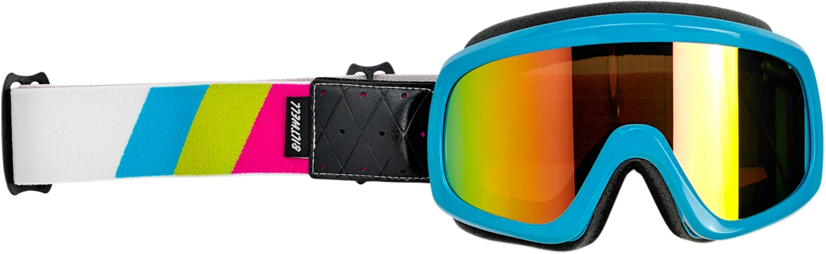 Minimalist BILTWELL Overland 2.0 Goggle - Tri-Stripe - Cyan Jet Boat - Bronze Lens 2111-0944-003 Enhanced