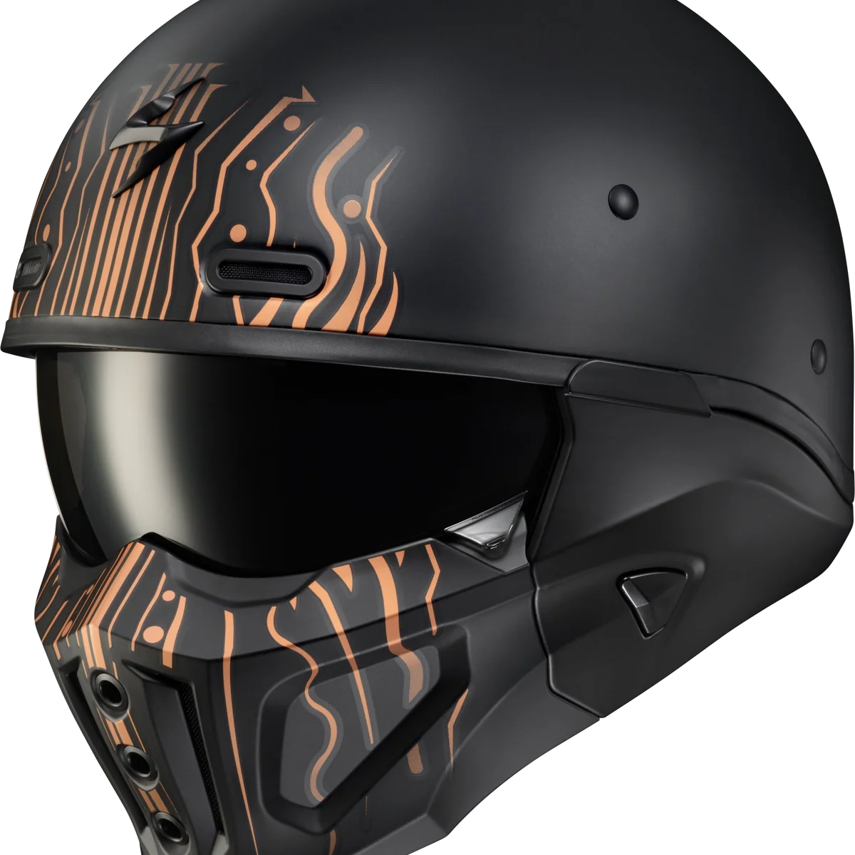 Pure Scorpion Covert X Open Face Helmet Tribe Matte Black Copper Sm Specialty