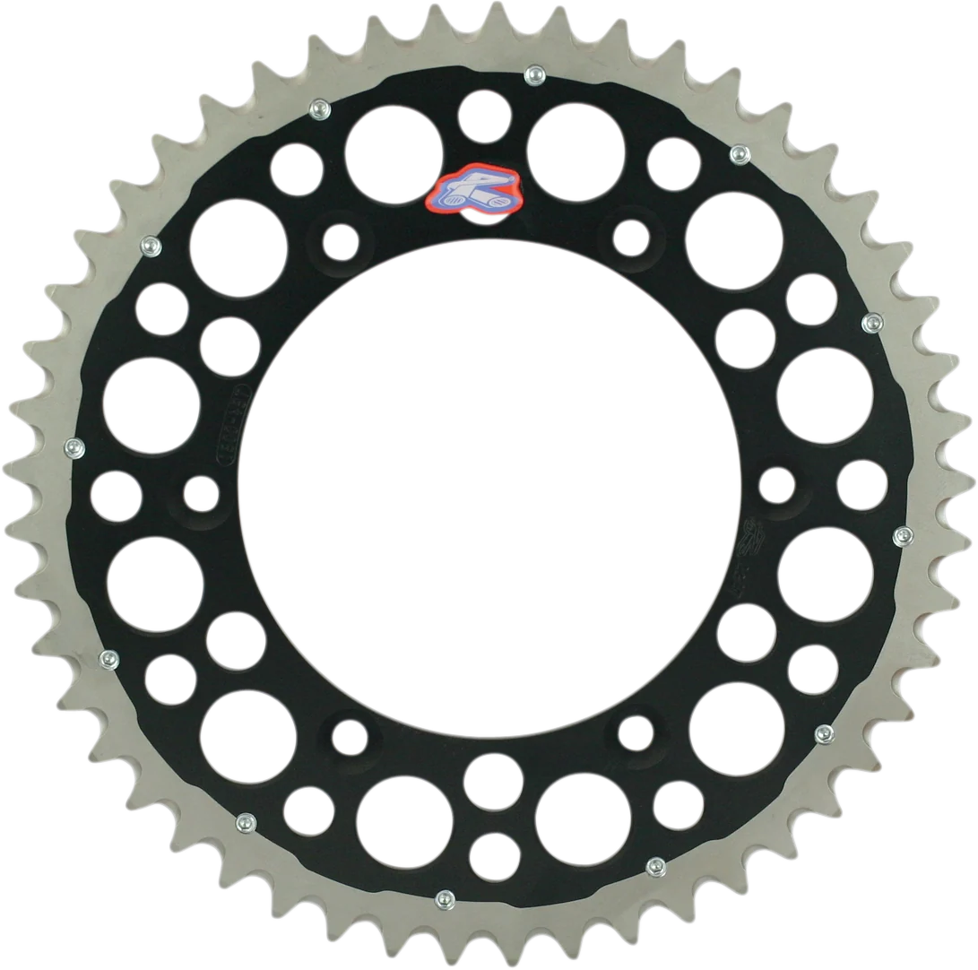 Solid RENTHAL Twinring Rear Sprocket - 50 Tooth - Black - Honda 1540-520-50GPBK Elite