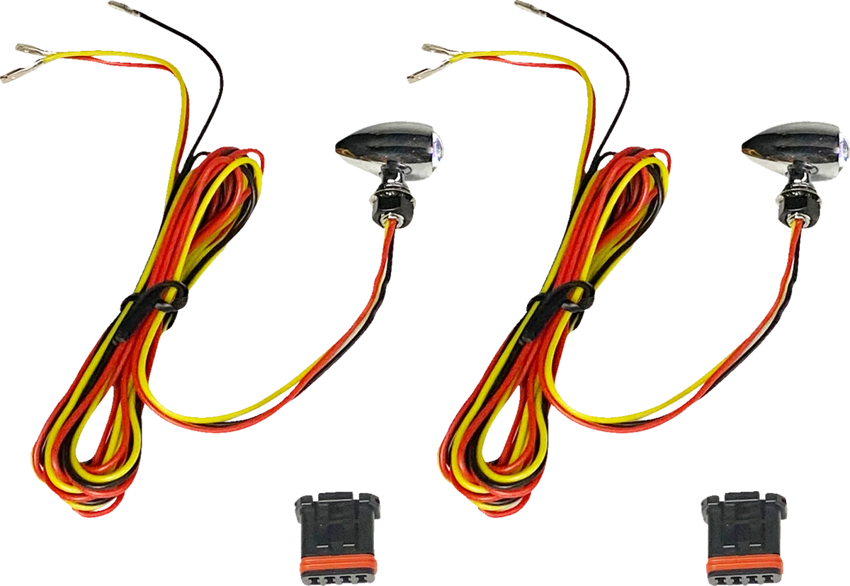 Durable CUSTOM DYNAMICS Micro Bullet Turn Signals - LED - Amber Red- Chrome CD-MICRO-AR2-C Functional