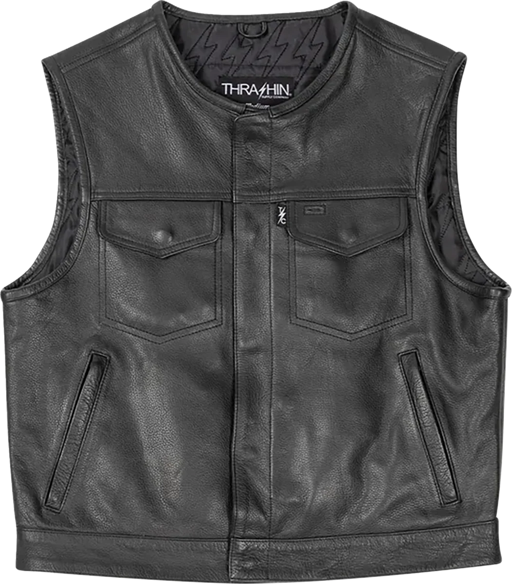 Efficient THRASHIN SUPPLY CO. Encinal Leather Shorty Riding Vest - Black - Small TMJ-17-08 Easy-to-Use