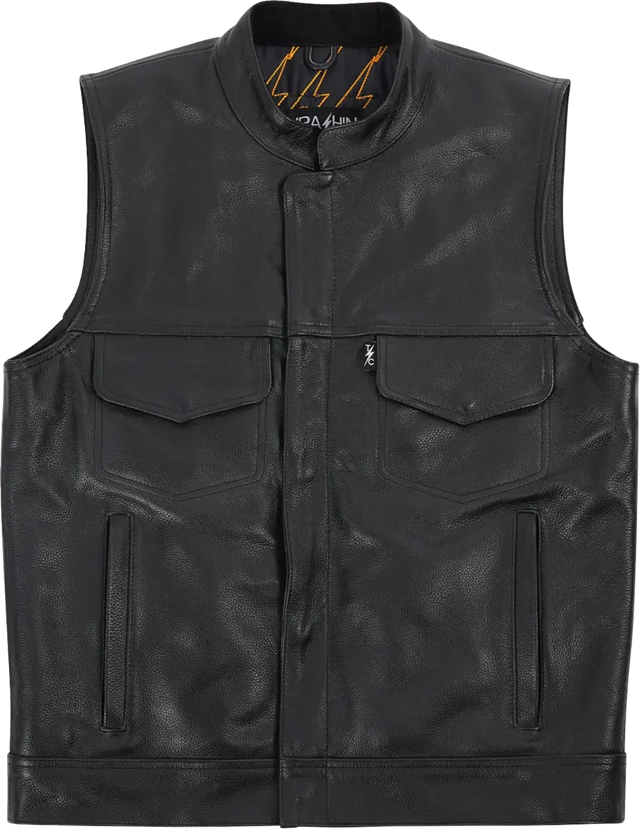 Effective THRASHIN SUPPLY CO. Mulholland Leather Riding Vest - Black - 3XL TMJ-14-13 Traditional