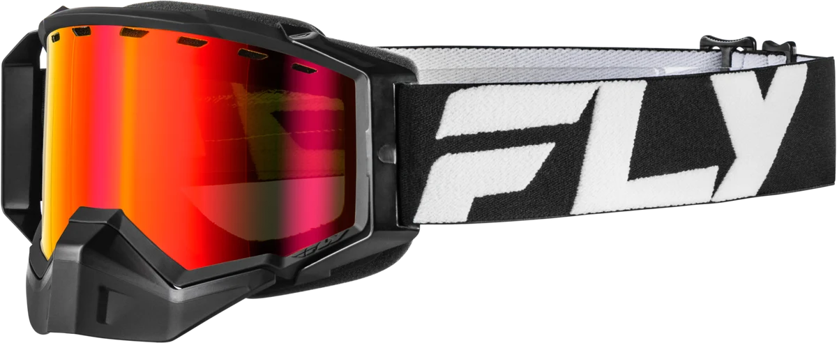 Recyclable Fly Zone Snow Goggle Blk Whte W Red Mirror Amber Lens Elite