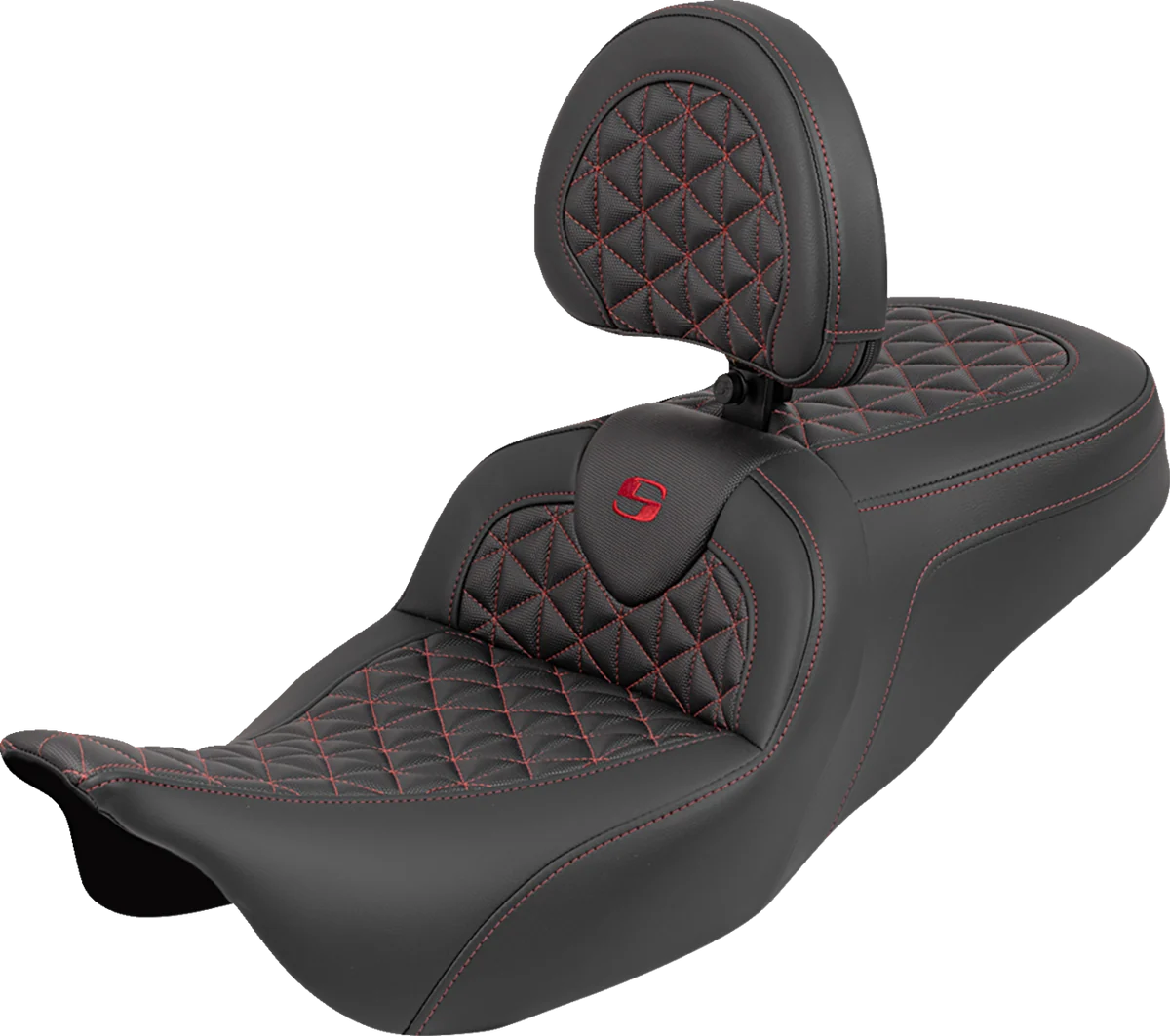 Responsible SADDLEMEN RoadSofa™ Tri Gripper Seat - Standard Reach - Red Stitch - w Backrest - FLH FLT '08-'25 808-07B-210B4 Natural