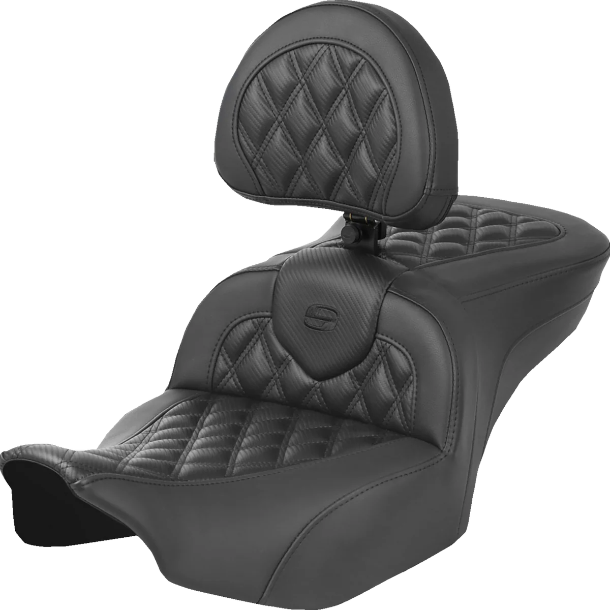 Premium Material SADDLEMEN Heated Roadsofa™ Seat - Carbon Fiber - Lattice Stitch - w Backrest - FLT FLH '23-'24 823-07-206C0 Practical