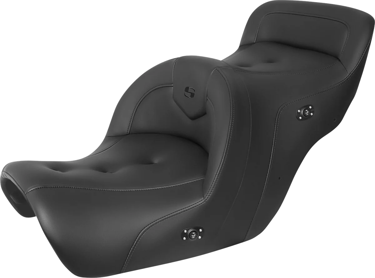 Stylish SADDLEMEN RoadSofa™ Seat - without Backrest - Pillow Top - Black - Heated - GL1500 '88-'00 H88-07-181HCT Relaxed
