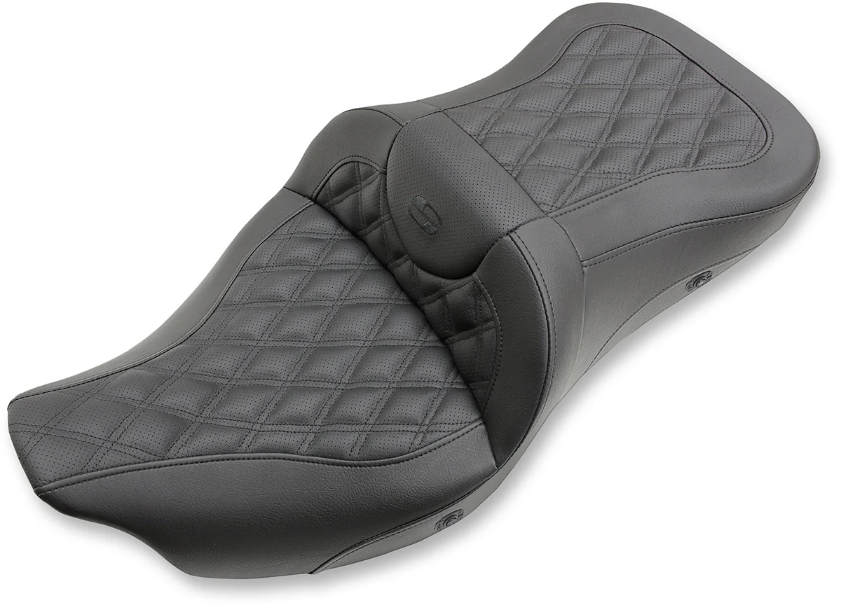 Elite SADDLEMEN Extended Reach Roadsofa™ Seat - Lattice Stitched - without Backrest - Heated - FL '08-'24 808-07B-184HCT Prestigious