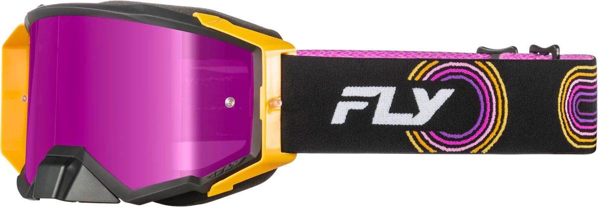 Traditional Fly Zone Elite Goggle Blk Yel Pur W Magenta Mirror Smoke Lens Fashionable