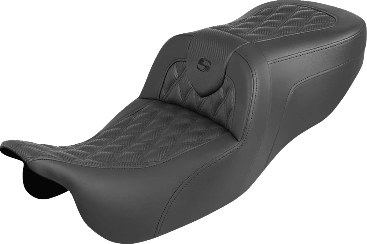 Environmentally Friendly SADDLEMEN Roadsofa™ Seat - Without Backrest - Carbon Fiber - Lattice Stitch - FLRT FLTRT 815-07-20600 Contemporary