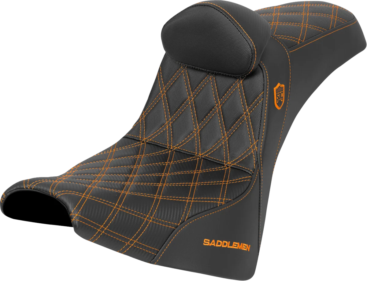 Breathable SADDLEMEN Pro Series SDC Performance Seat - w Backrest - Orange Stitch - Gripper - FXBB FXST '18-'25 SC81830DB3 Sophisticated