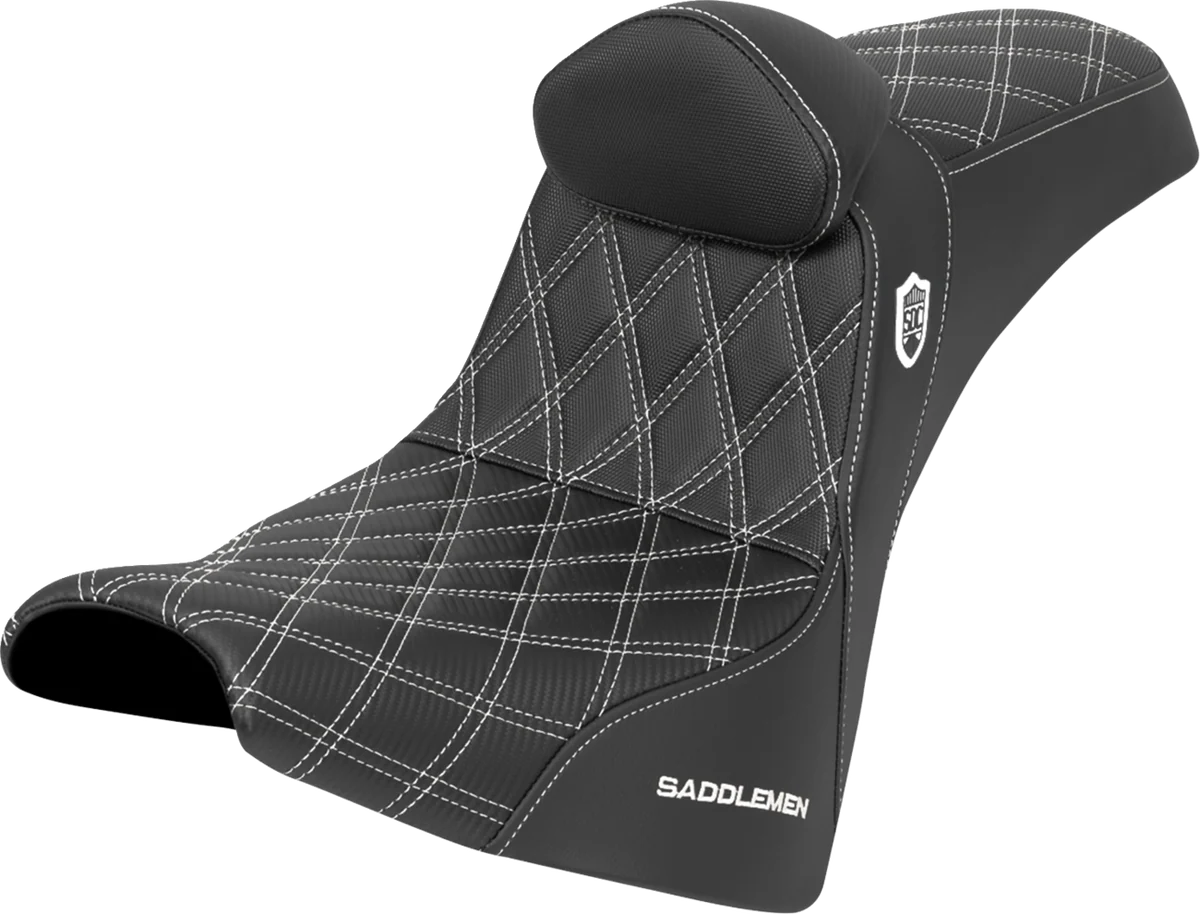 Sophisticated SADDLEMEN Pro Series SDC Performance Seat - w Backrest - White Stitch - Gripper - FXBB FXST '18-'25 SC81830DB6 Practical