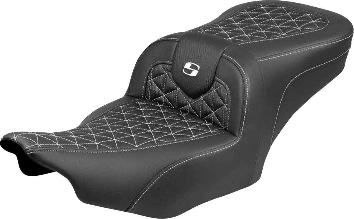 Sophisticated SADDLEMEN Roadsofa™ Seat - without Backrest - White Stitch - FLH FLT '23-'25 823-07-21006 Innovative